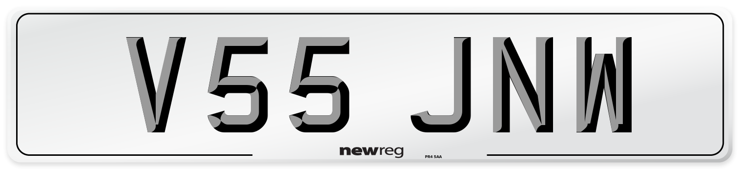 V55 JNW Number Plate from New Reg